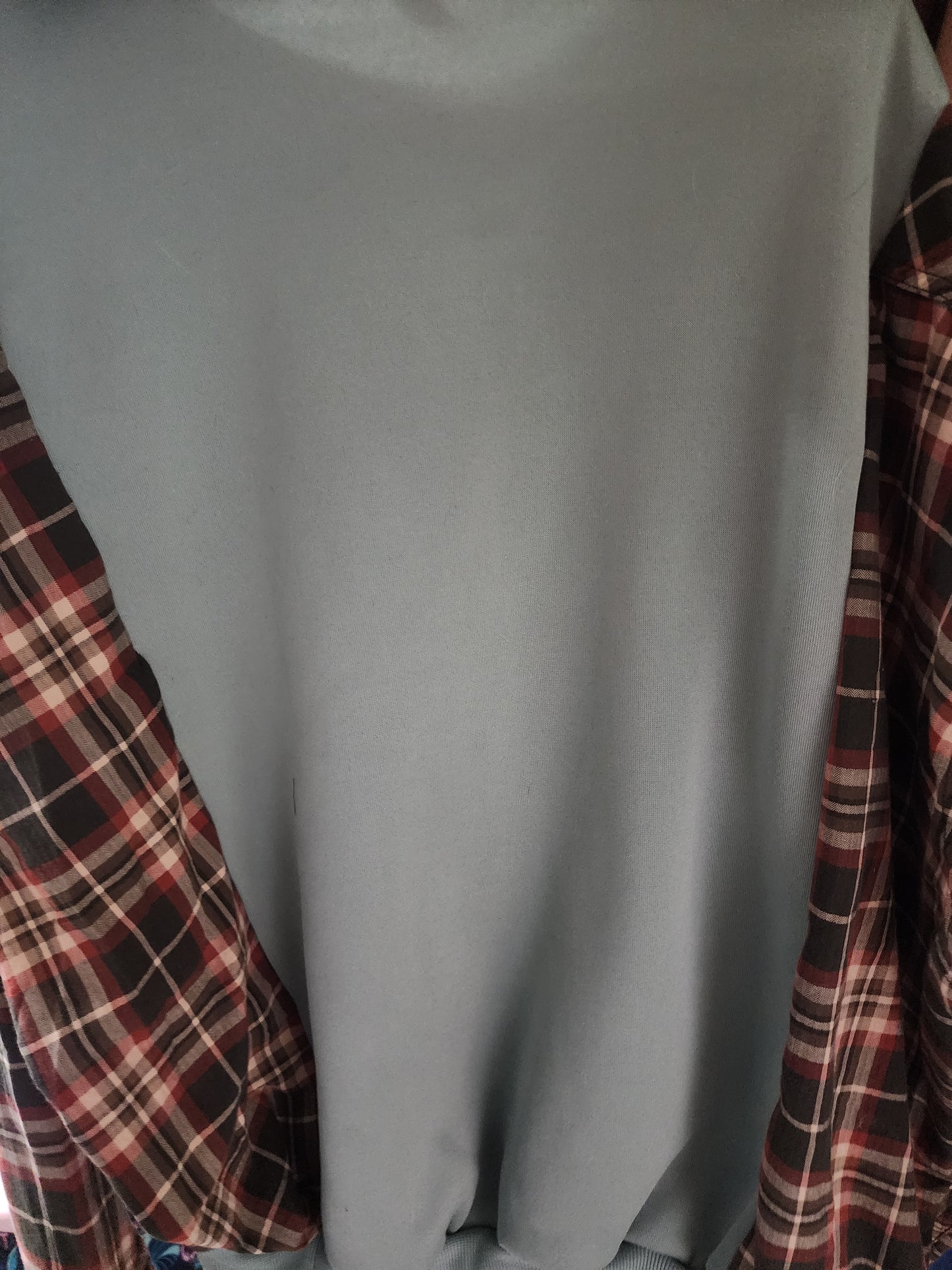 One-of-a-Kind Upcycled Sweatshirt + Flannel Hybrid