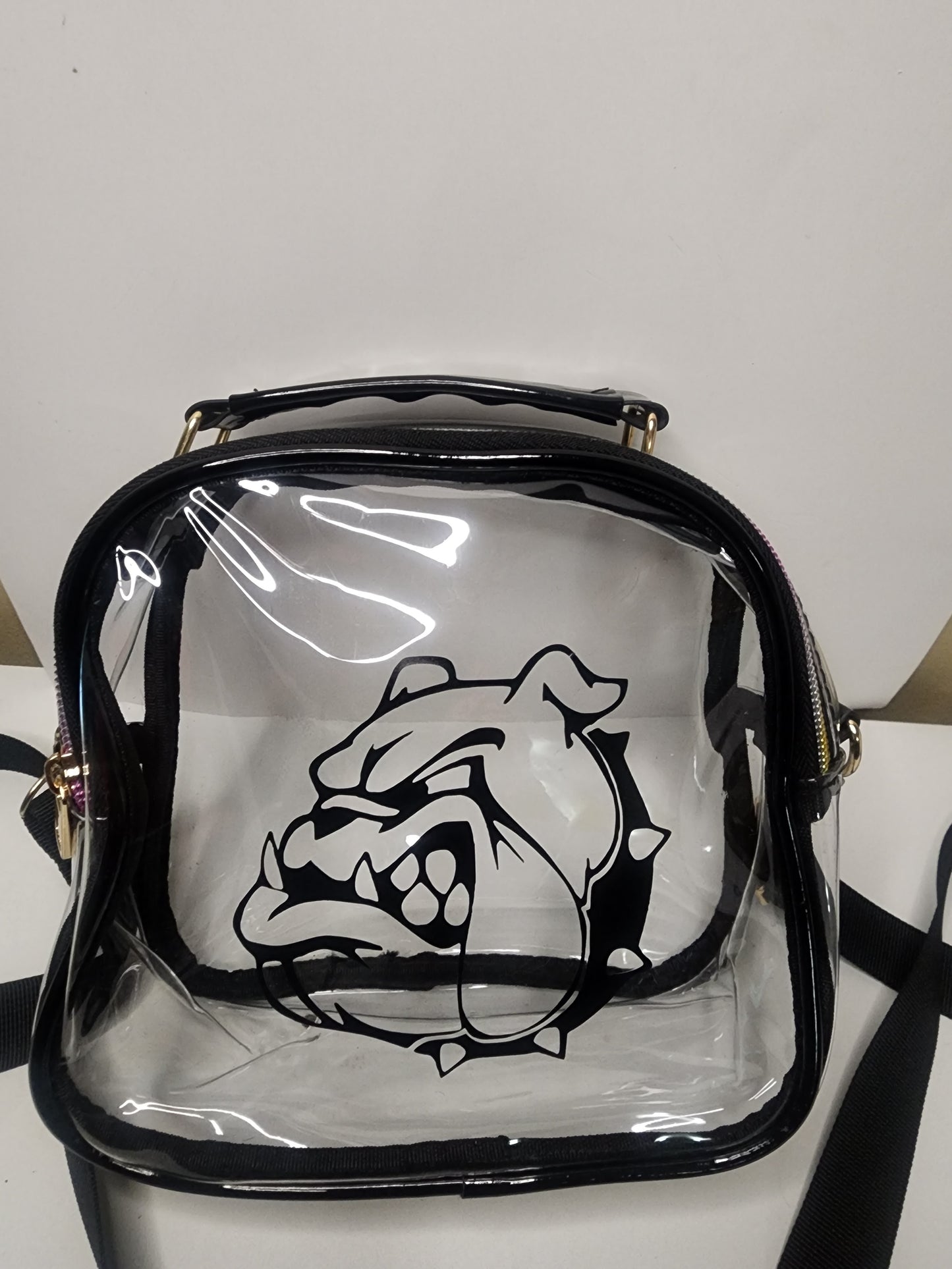 Clear crossbody/shoulder bag with Bulldog design