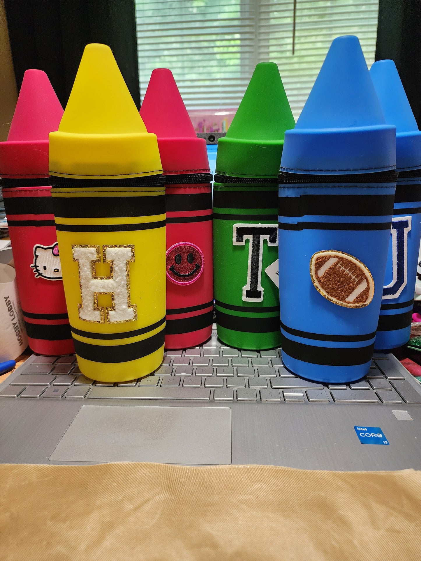 Crayon shaped pencil pouch