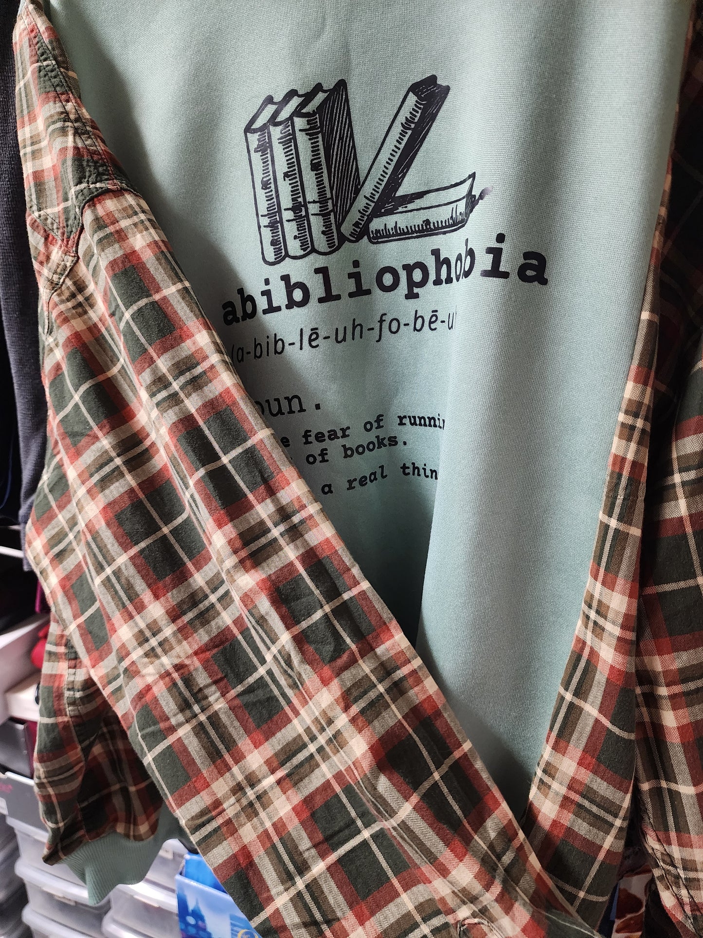 One-of-a-Kind Upcycled Sweatshirt + Flannel Hybrid