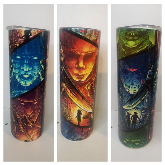 Horror Characters Skinny Tumbler