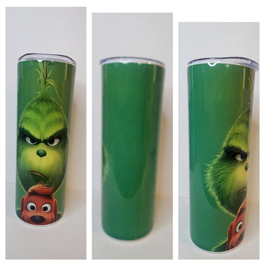 Grinch and Dog Skinny Tumbler