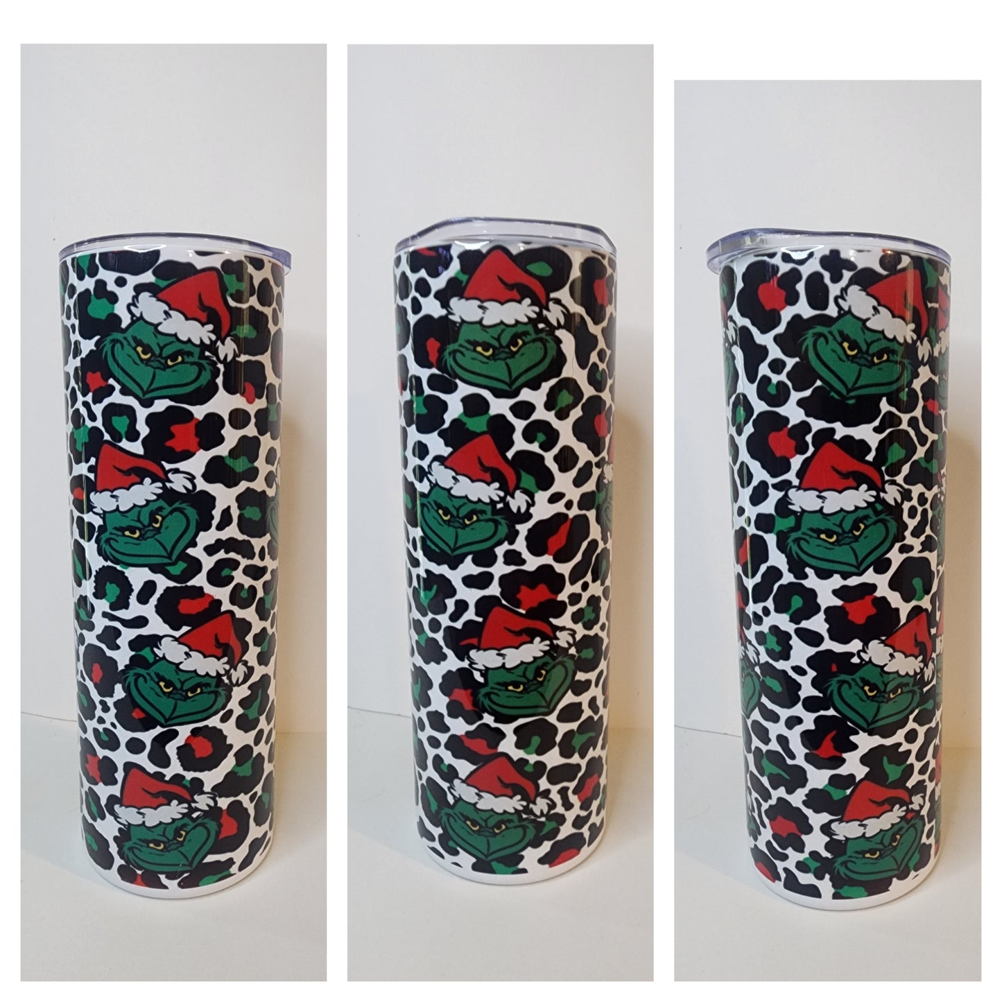 Animal print and Santa Grinch Skinny Tumbler