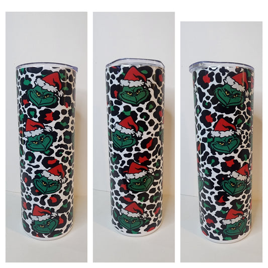 Animal print and Santa Grinch Skinny Tumbler