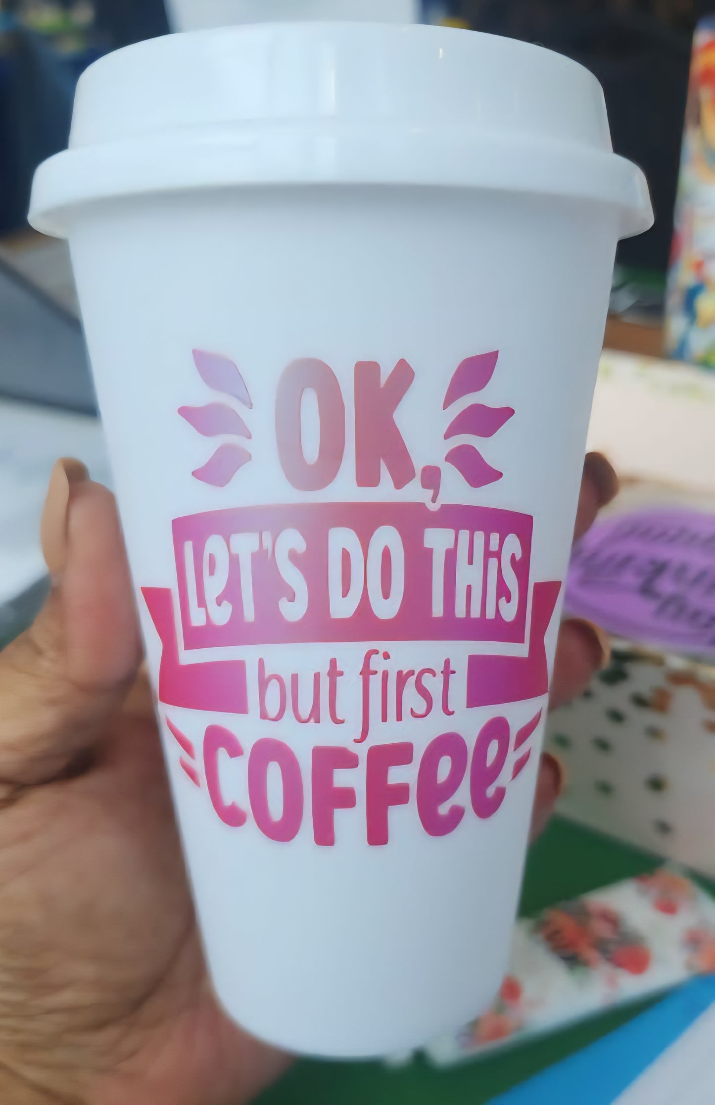 Reuseable coffee cup w/ lid